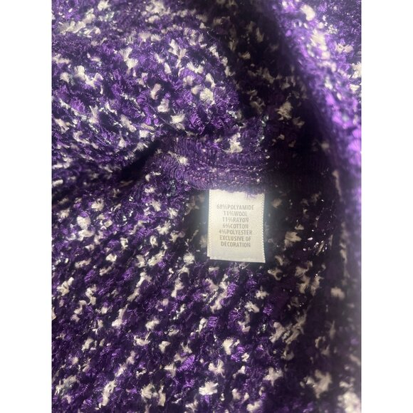 St. John collection Boucle Knit Jacket Wool Blend Black and Purple Colors Size16 - Picture 8 of 11